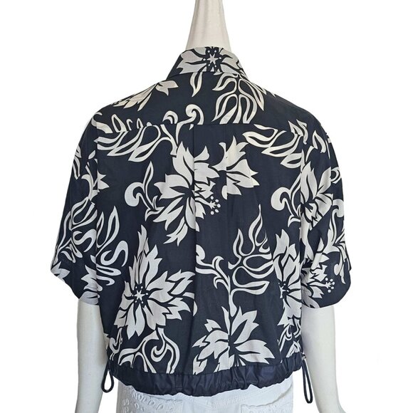 SACAI BLACK/OFF WHITE FLORAL PRINT BOXY SHIRT (3) - Picture 4 of 9